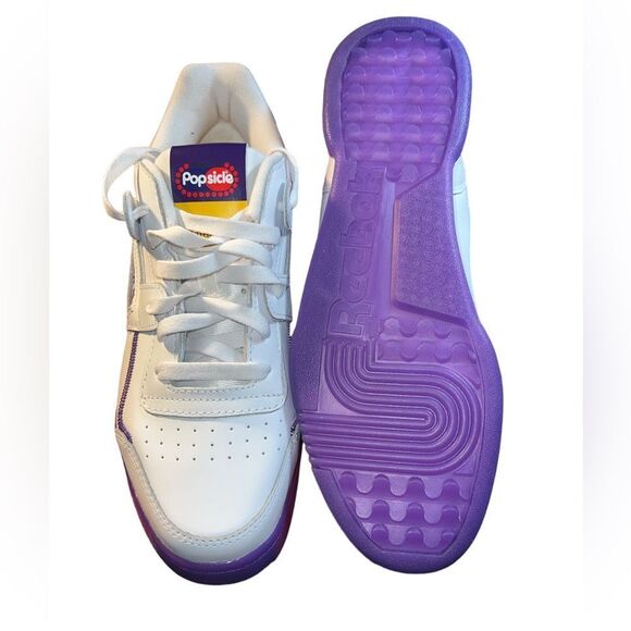 Reebok Workout plus Leather Popsicle Shoes Men's  White/Purple Training 9.5 - Picture 6 of 16